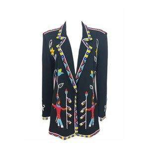 Vintage Beaded Tribal Print Blazer SZ M /  L